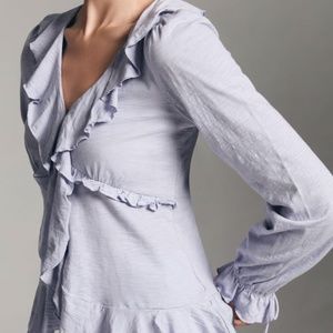Brand New By Anthropologie Ruffled Tie Top Lavender Color Size S